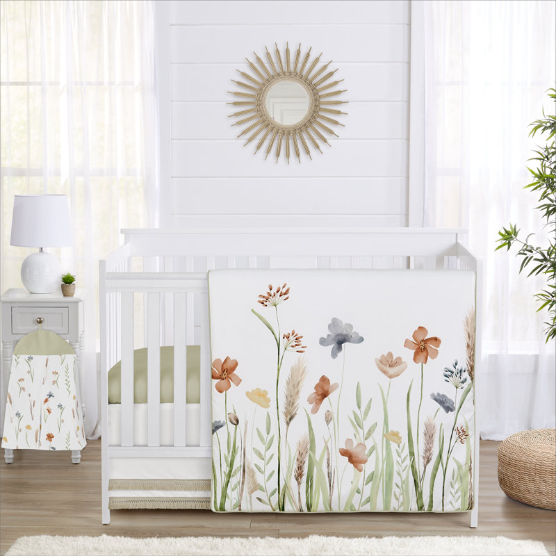 Sweet Jojo Designs Watercolor Floral Garden Sage Green 4 Piece Crib Bedding Set by Sweet Jojo